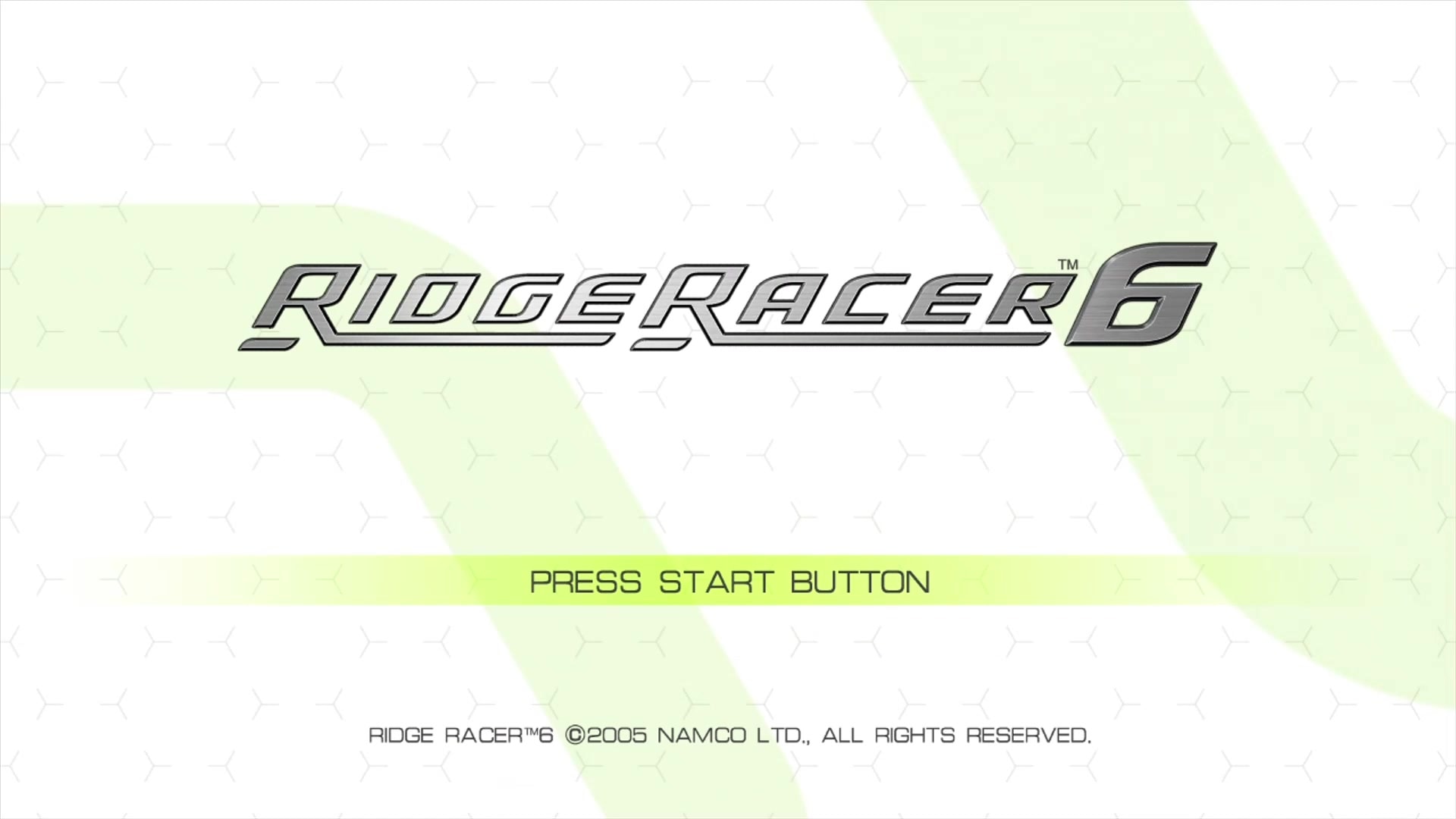 Ridge Racer 6 title screen for Xbox 360